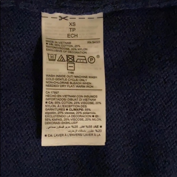 Old Navy Merci Spell Out Navy Blue and Red Crew Neck Sweater - Picture 6 of 7